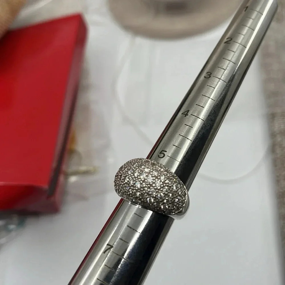 Sterling Silver 925 Pave CZ Dome Ring Size 5.75 - Picture 9 of 10
